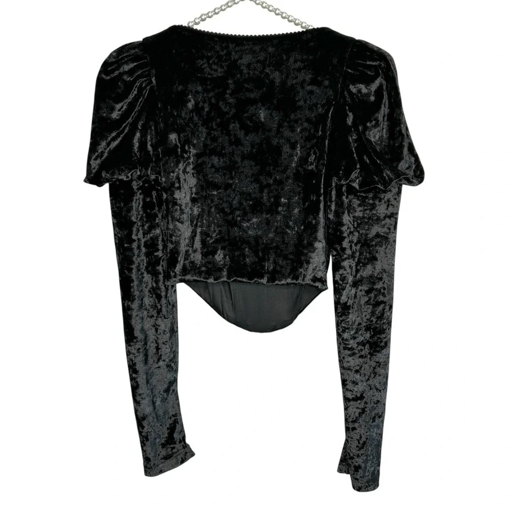 Dolls Kill Widow Transformed‎ Kiss Corset Top S Fairy Goth Velvet Emo L/SL  Crop